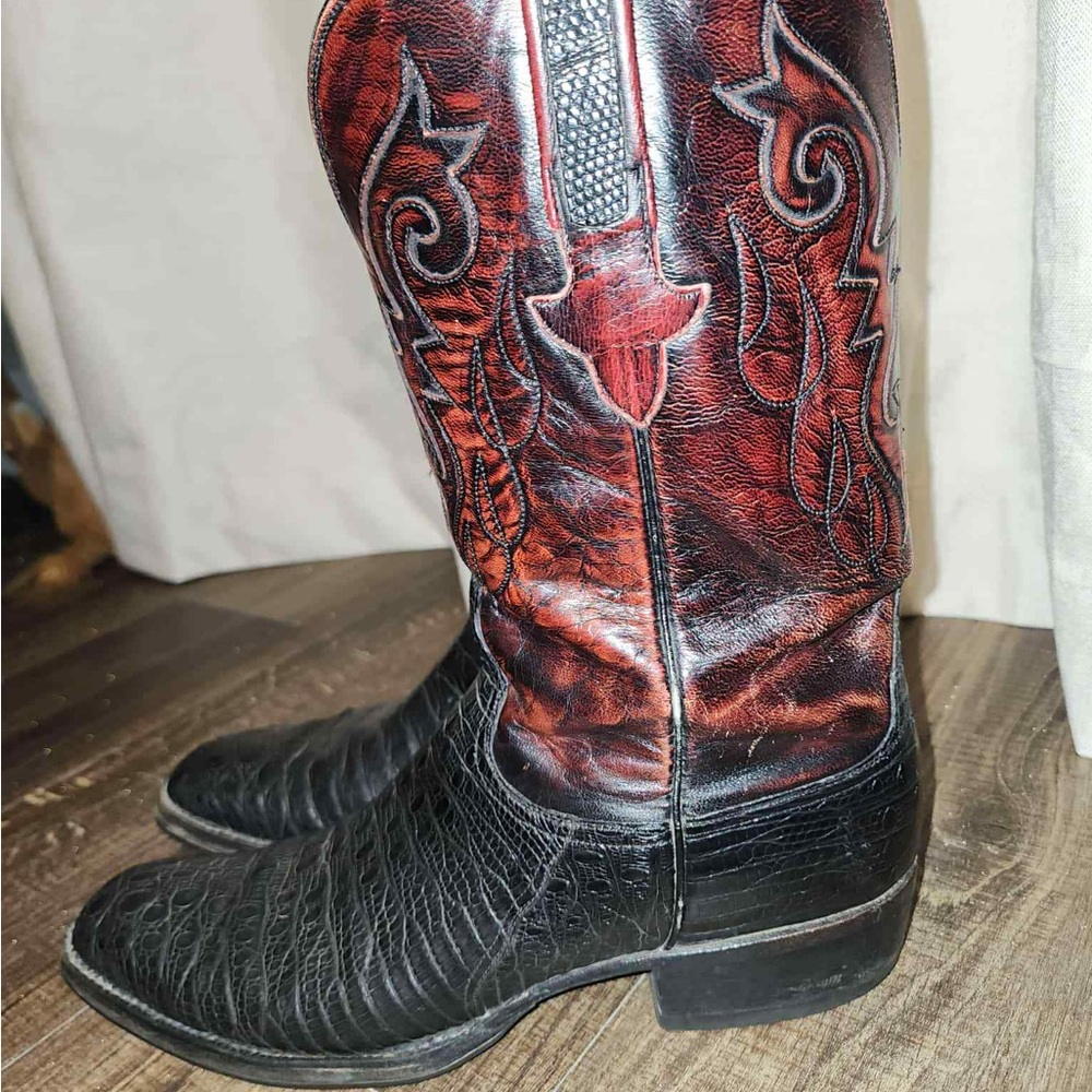 Lucchese Black and Red Western Boots - Picture 4 of 16